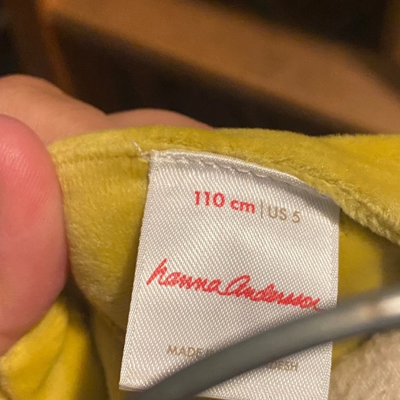 FUNDRAISER ITEM-𝅺Hanna Anderson Velvet dress girls size 5 chartruese - Picture 7 of 15